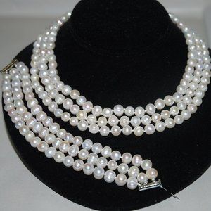 COPY - 3-Strand 7mm Off White Freshwater Pearl Necklace & Bracelet Set